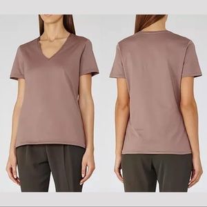 Reiss Mauve Cotton V-Neck T-Shirt